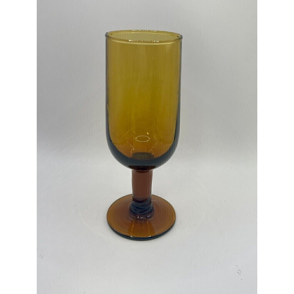 A Pair Of Shot Glasses Cordial Champagne Flute Amber Stemmed Glasses - Picture 2 of 5